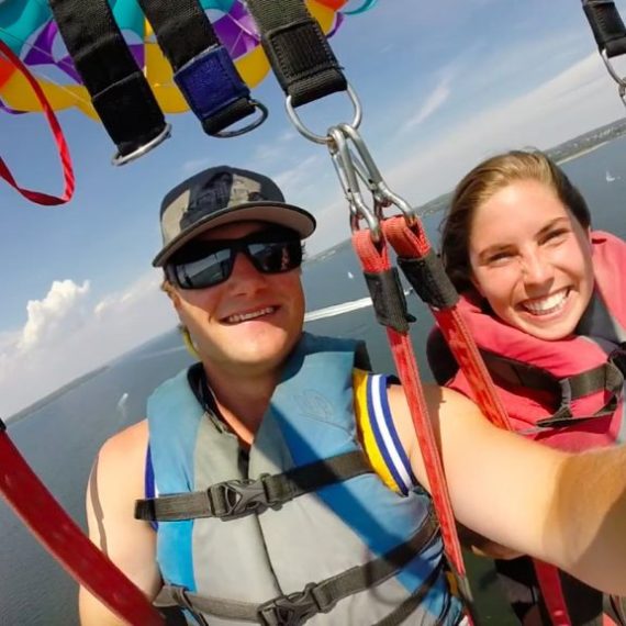 a person holding a kite