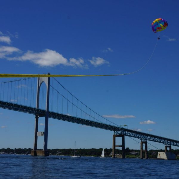 a long bridge over a body of water