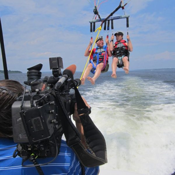 a group of people that are standing in the snow