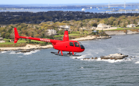 a plane flying over a body of water